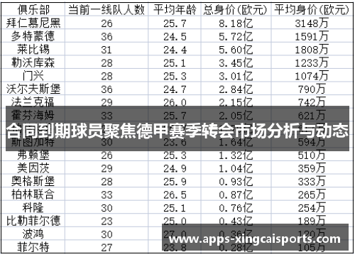 合同到期球员聚焦德甲赛季转会市场分析与动态